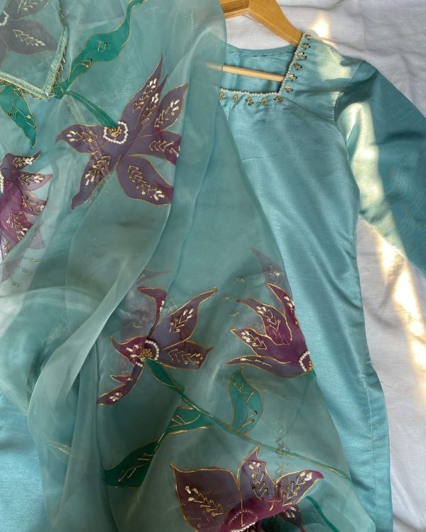2Pc Silk Handpainted Kurta