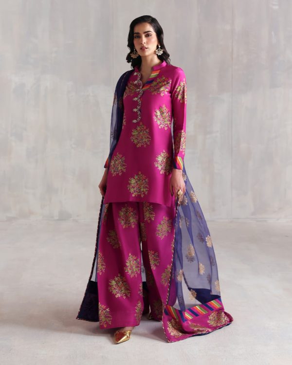 3pc Handpainted block print silk viscos