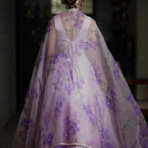 Hand Painted Dress with floral pattren