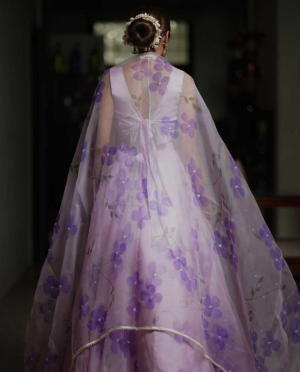 Hand Painted Dress with floral pattren