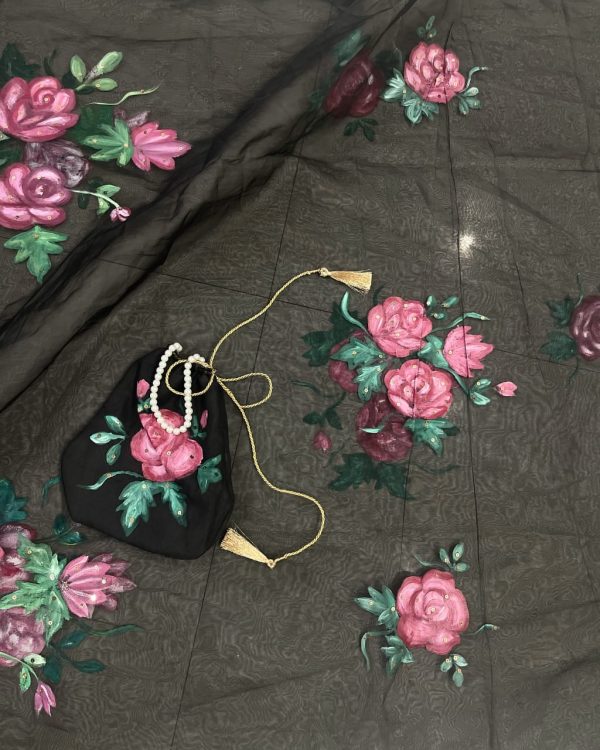 Handmade Painted Flora Pattren Duppta