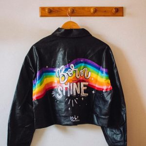 Hand Painted Rainbow Leather Jacket