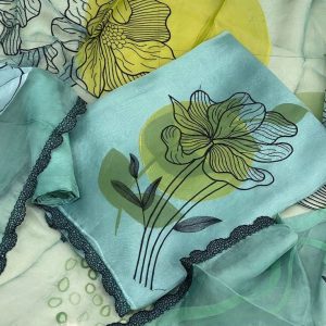 3pc Viscos Suit with Organza Duppta