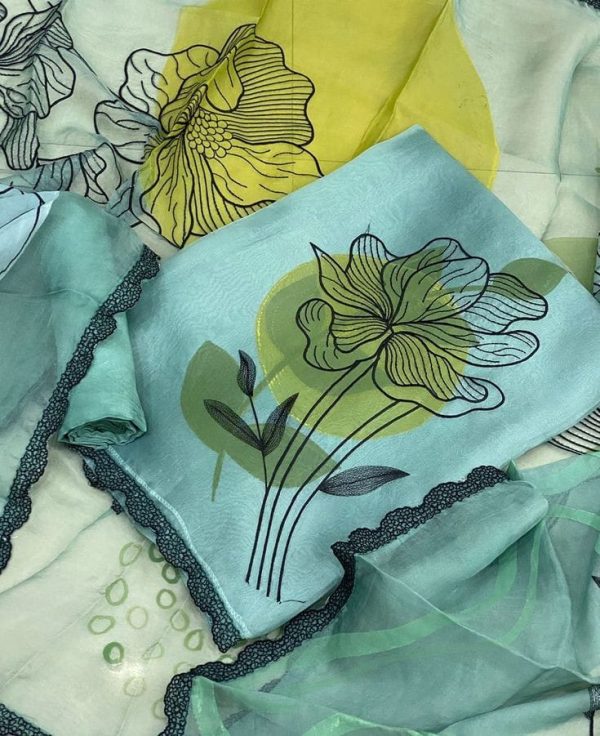 3pc Viscos Suit with Organza Duppta