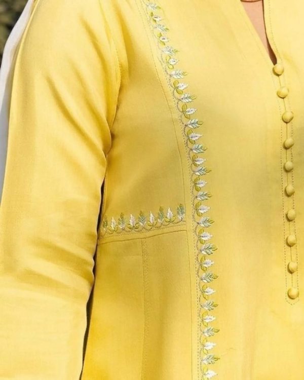 2Pc Floral Embrace Embroidery Shirt and Silk Duppata - Image 3