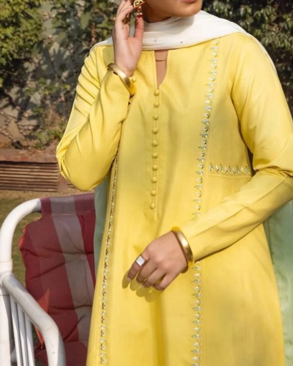 2Pc Floral Embrace Embroidery Shirt and Silk Duppata
