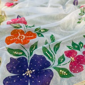 Handmade Painted Rashmi White Duppta