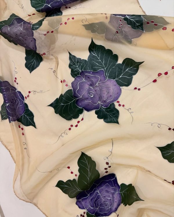 Handmade Painted Rashmi Skin Duppta - Image 4