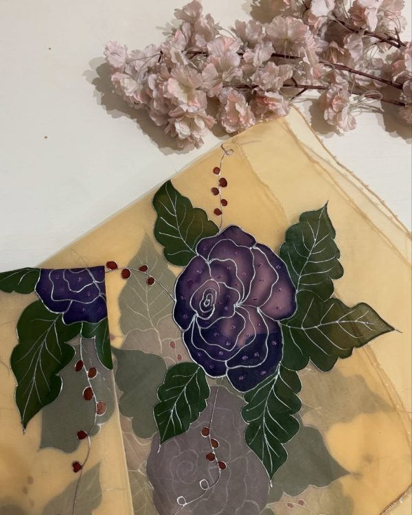 Handmade Painted Rashmi Skin Duppta - Image 2