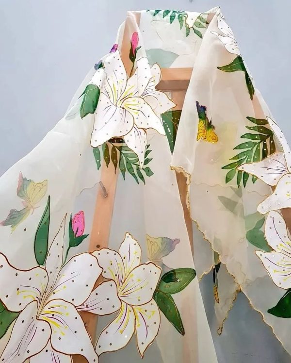 Handmade Painted Rashmi Flora Pattren Duppta