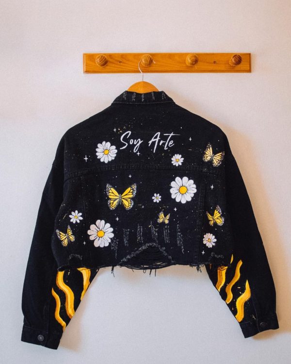 Hand painted Artistic Butterfly Denim Jackets - Image 2