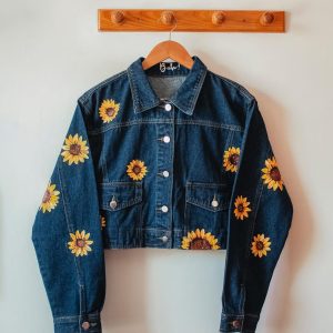 Hand Painted Sunflower Denim Jacket