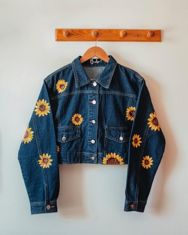 Hand Painted Sunflower Denim Jacket